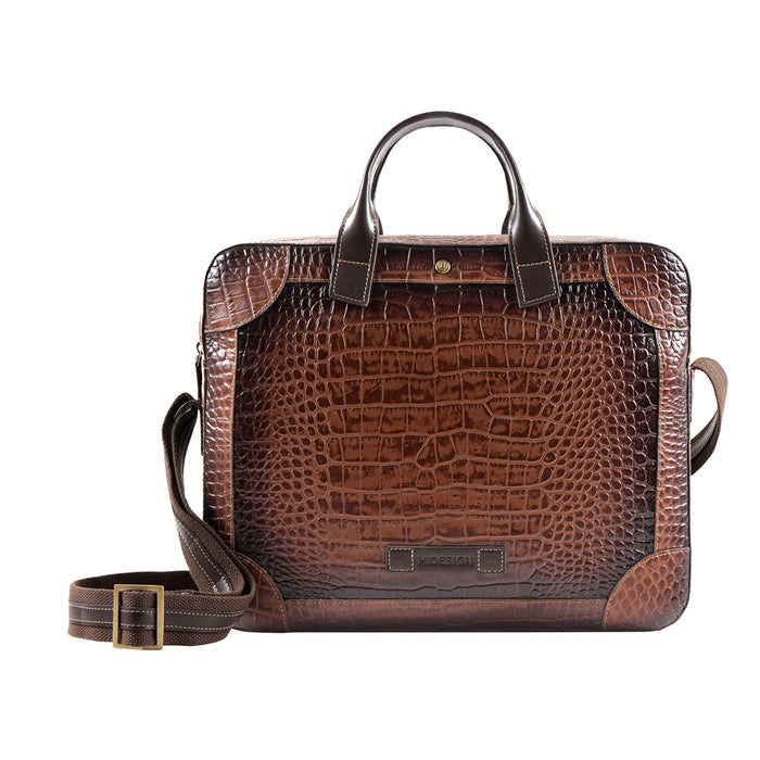 Clooney Tan Leather  Briefcase