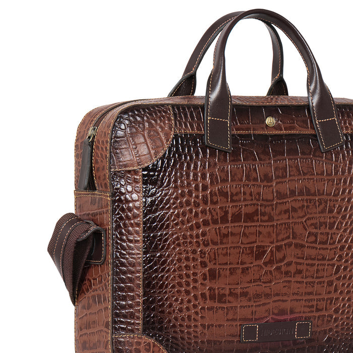 Clooney Tan Leather  Briefcase