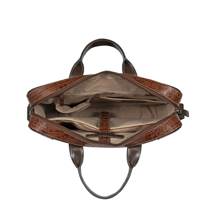 Clooney Tan Leather  Briefcase