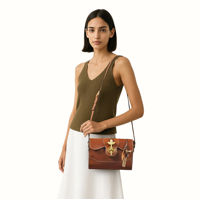Clover 01 Tan Leather Sling Bag