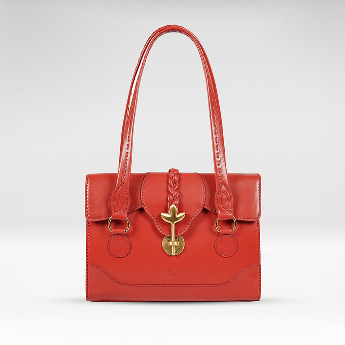Clover 02 Red Leather Tote Bag