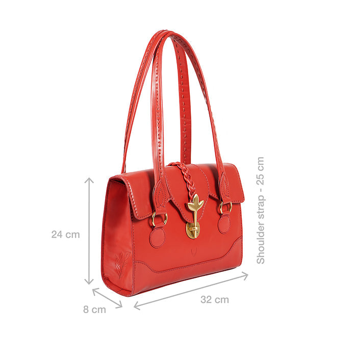 Clover 02 Red Leather Tote Bag