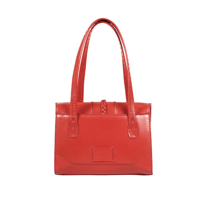 Clover 02 Red Leather Tote Bag