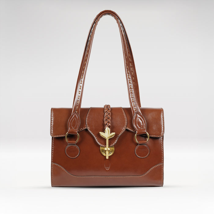 Clover 02 Tan Leather Tote Bag