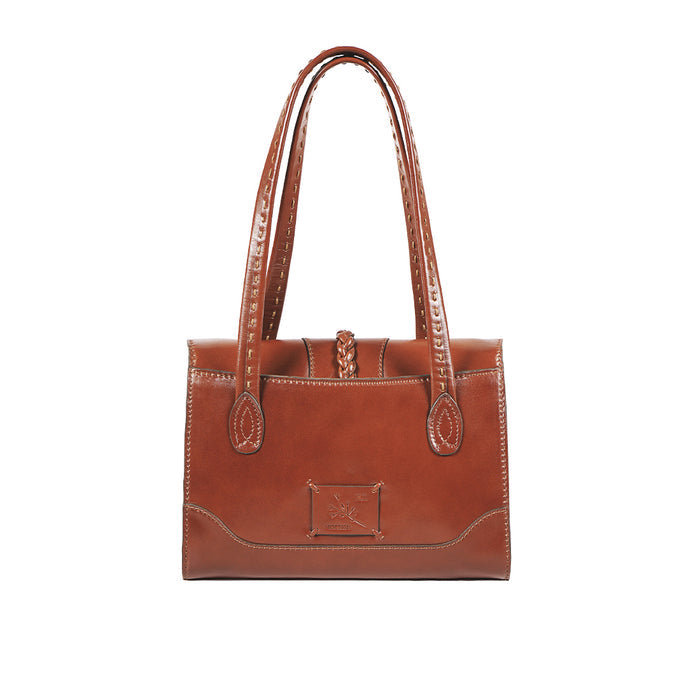 Clover 02 Tan Leather Tote Bag