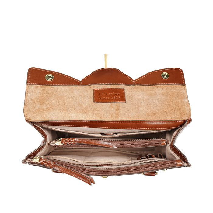 Clover 02 Tan Leather Tote Bag