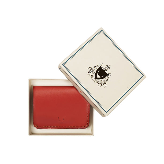 Clover W1 Red Leather Bi-Fold Wallet