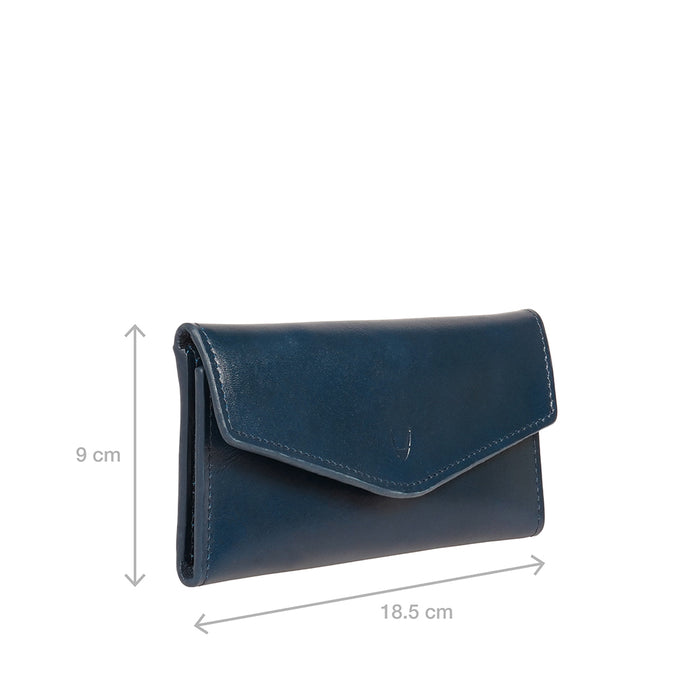 Clover W2 Blue Leather Trifold Wallet