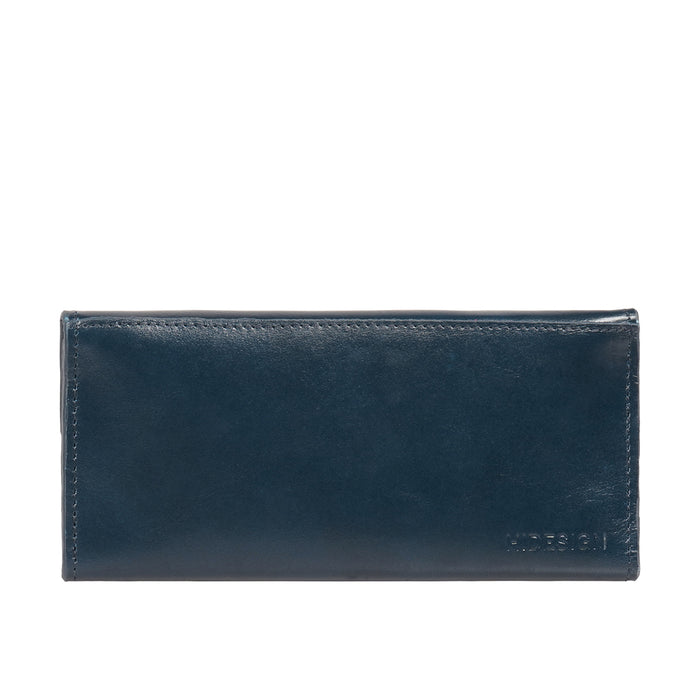 Clover W2 Blue Leather Trifold Wallet