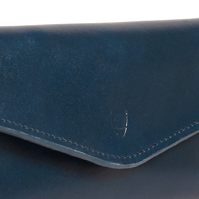 Clover W2 Blue Leather Trifold Wallet