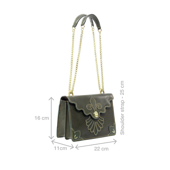 Comtesse 01 Olive Leather Shoulder Bag