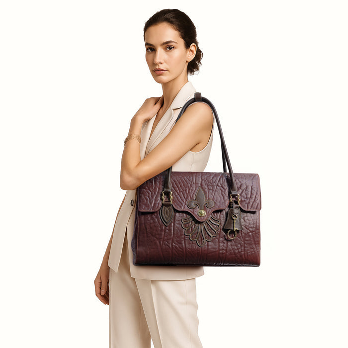 Comtesse 02 Red Leather Tote Bag