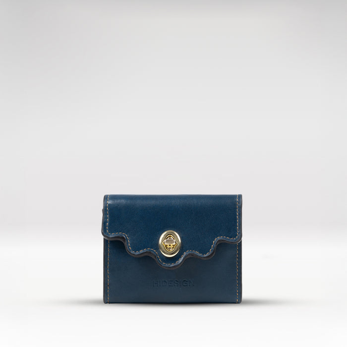 Comtesse W1 Blue Leather Tri-Fold Wallet
