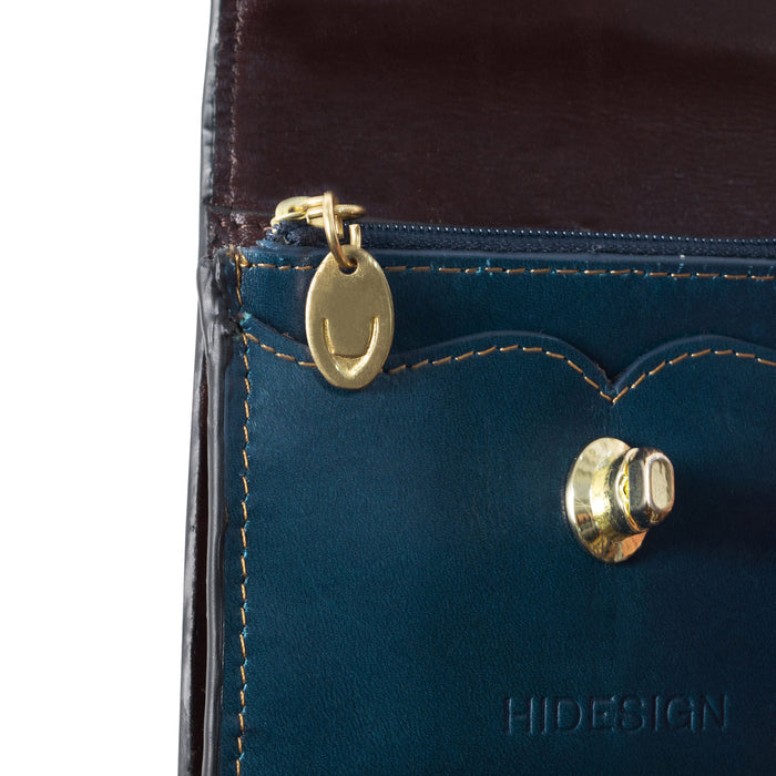 Comtesse W1 Blue Leather Tri-Fold Wallet