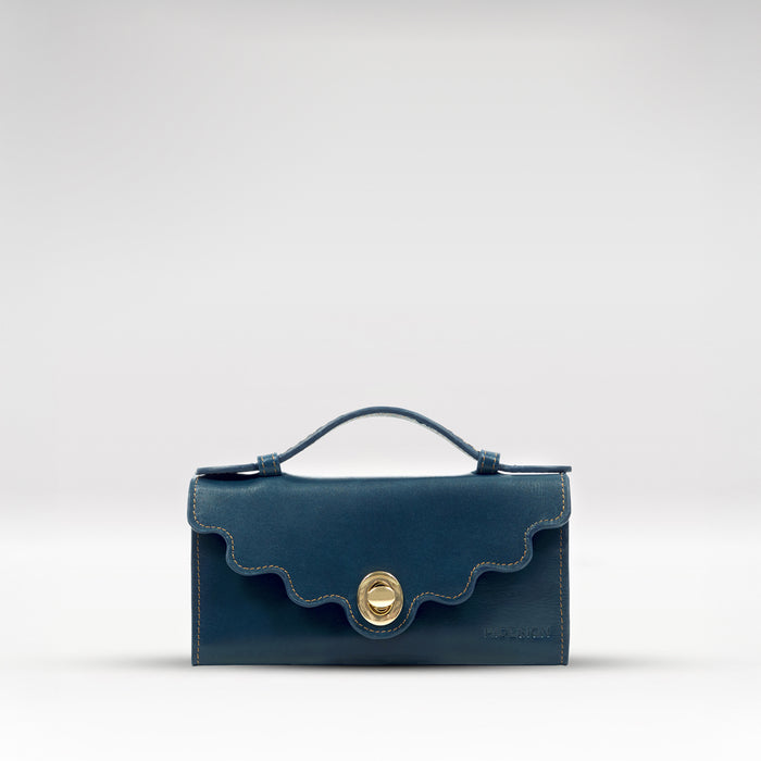 Comtesse W2 Blue Leather Tri-Fold Wallet
