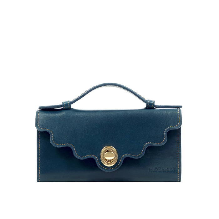 Comtesse W2 Blue Leather Tri-Fold Wallet