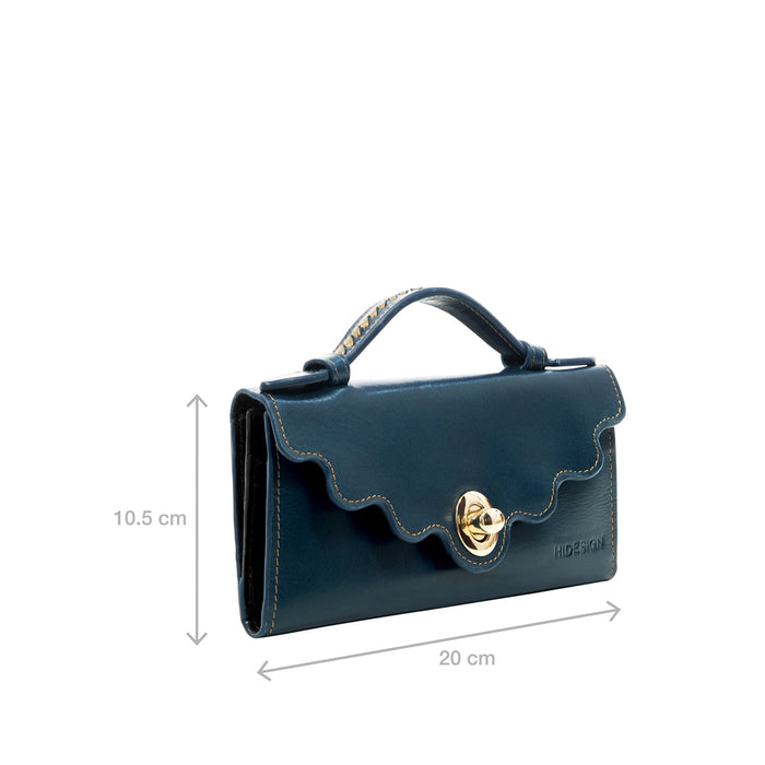 Comtesse W2 Blue Leather Tri-Fold Wallet