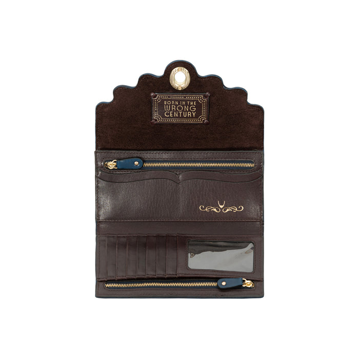 Comtesse W2 Blue Leather Tri-Fold Wallet
