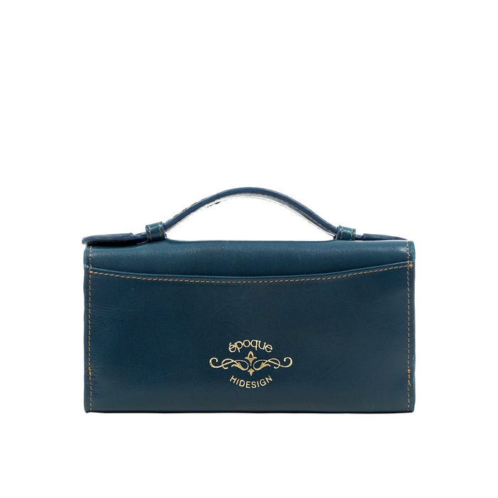 Comtesse W2 Blue Leather Tri-Fold Wallet
