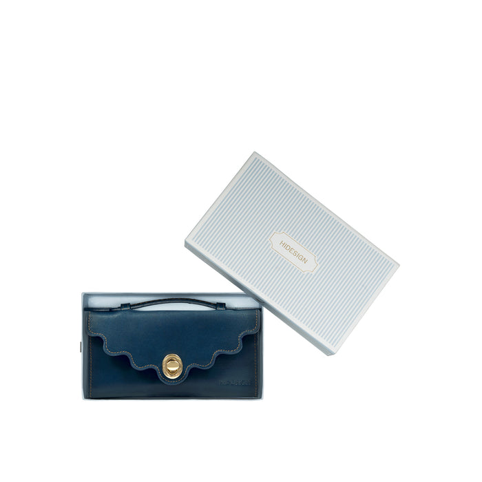 Comtesse W2 Blue Leather Tri-Fold Wallet