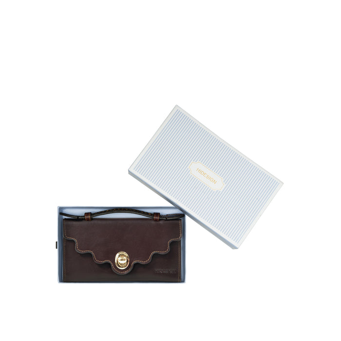Comtesse W2 Purple Leather Tri-Fold Wallet