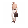 Confucius 02 Brown Leather  Briefcase