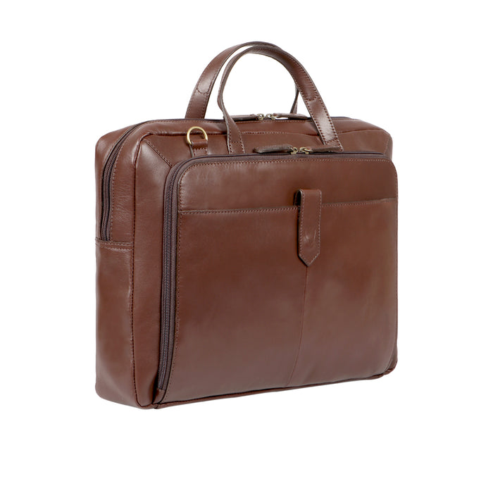 Confucius 02 Brown Leather  Briefcase