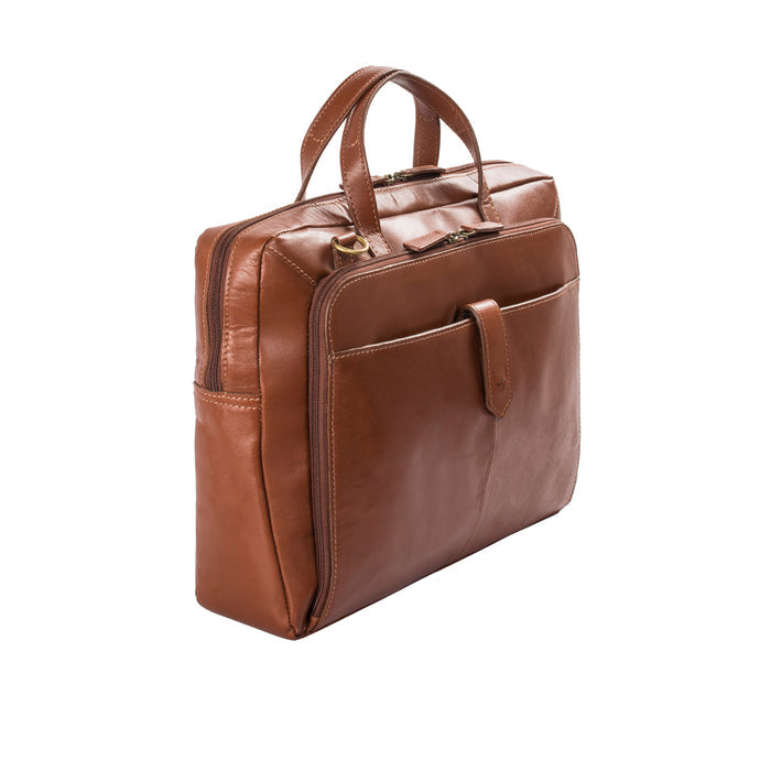 Confucius 02 Tan Leather  Briefcase