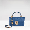 Coral-01 Blue Leather Shoulder Bag