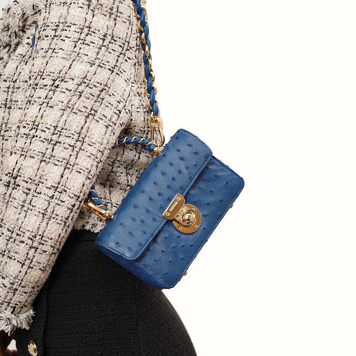 Coral-01 Blue Leather Shoulder Bag