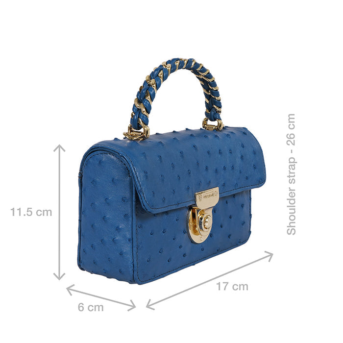 Coral-01 Blue Leather Shoulder Bag