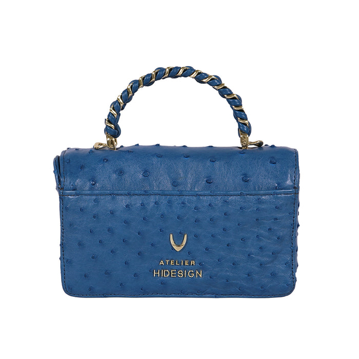 Coral-01 Blue Leather Shoulder Bag