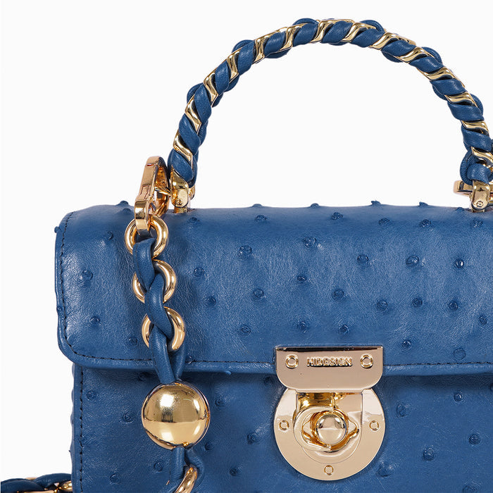 Coral-01 Blue Leather Shoulder Bag