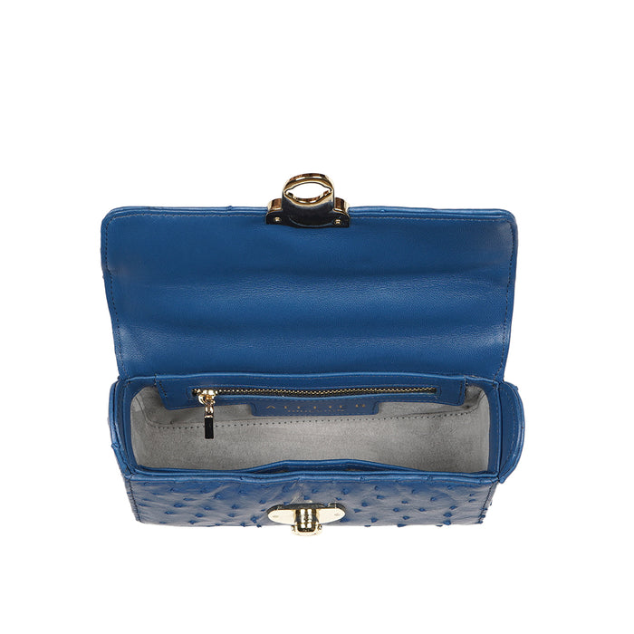 Coral-01 Blue Leather Shoulder Bag