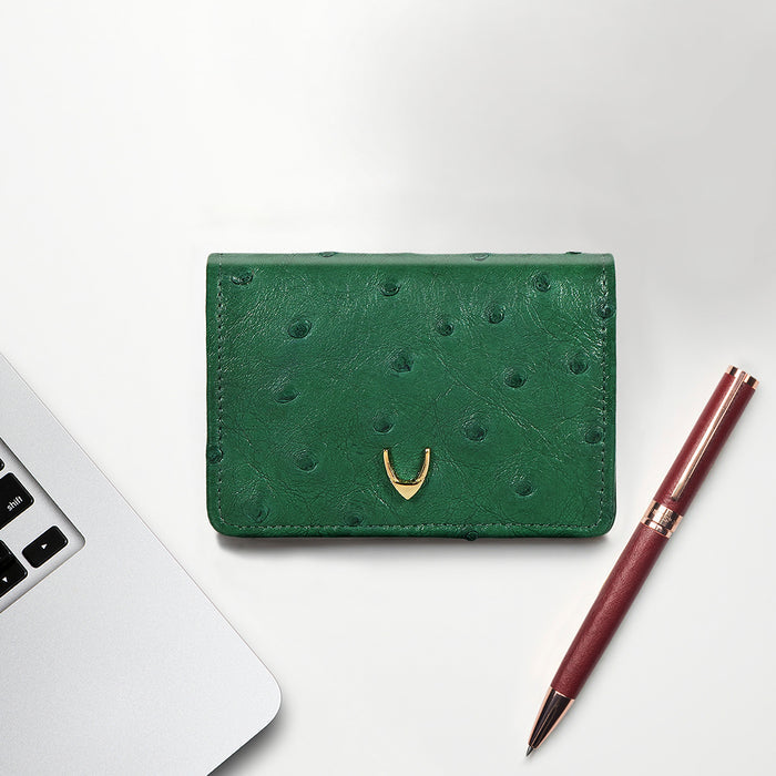 Coral W3 Green Leather Bi-Fold Wallet