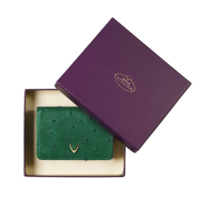 Coral W3 Green Leather Bi-Fold Wallet