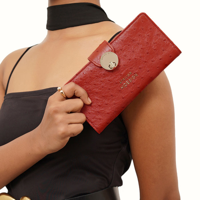 Coral W5 Red Leather Bi-Fold Wallet