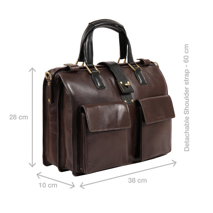 Count 02 Brown Leather  Briefcase