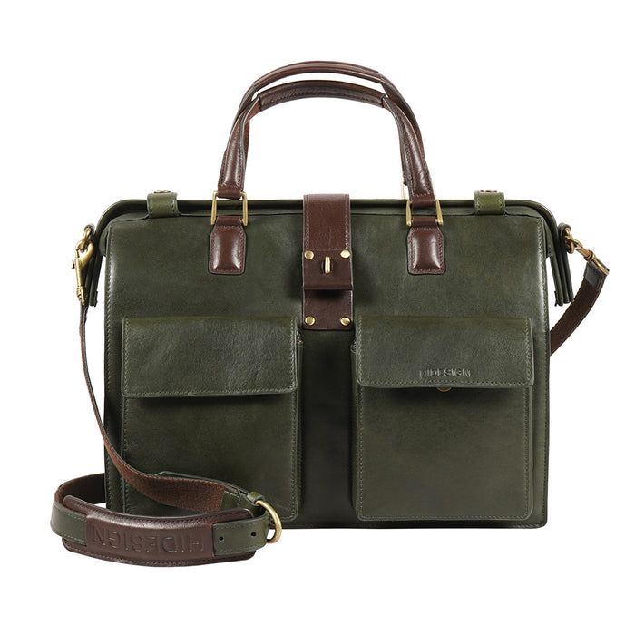 Count 02 Green Leather  Briefcase