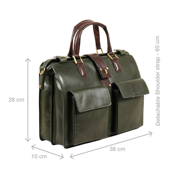 Count 02 Green Leather  Briefcase