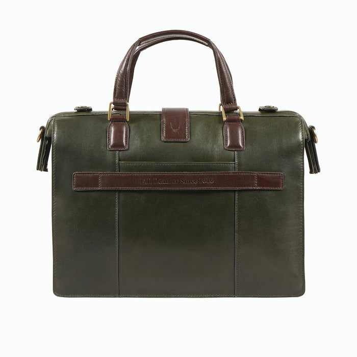 Count 02 Green Leather  Briefcase