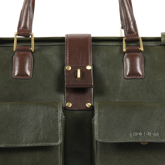Count 02 Green Leather  Briefcase