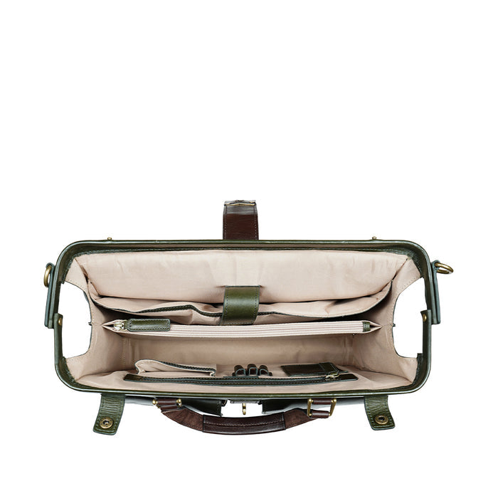 Count 02 Green Leather  Briefcase
