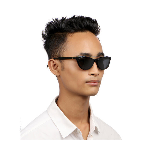 Crete Unisex Black Convertible Sunglasses