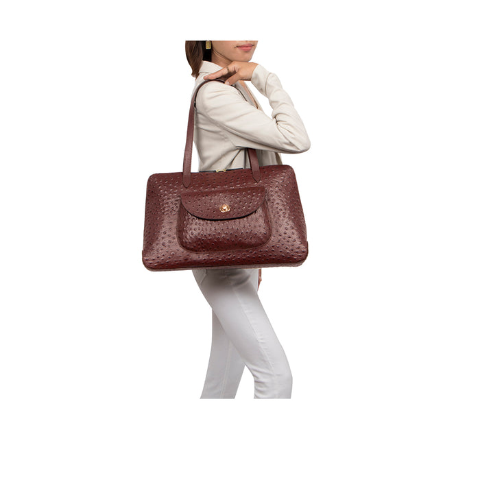 Croco 02 Brown Leather Tote Bag