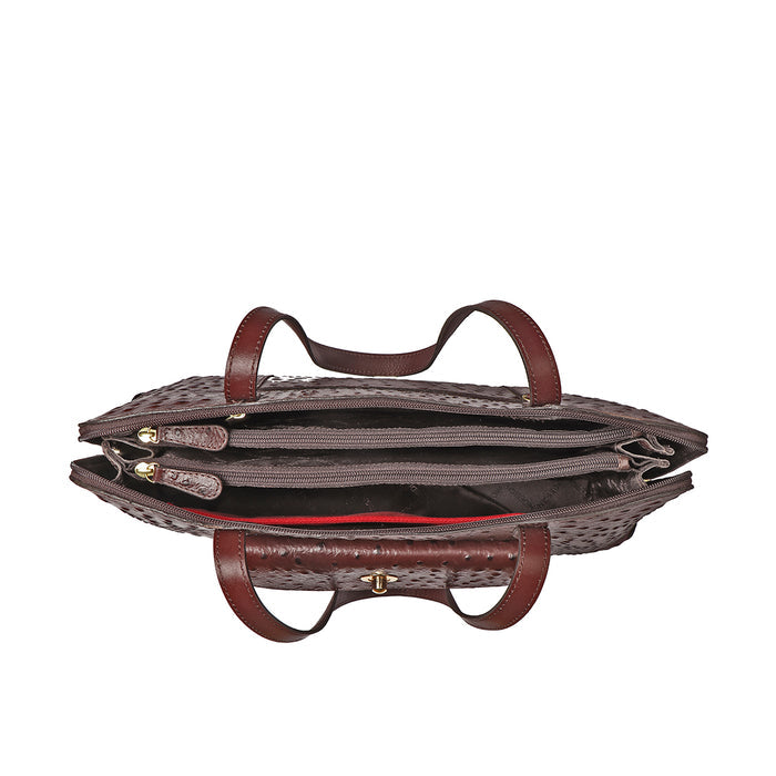 Croco 02 Brown Leather Tote Bag