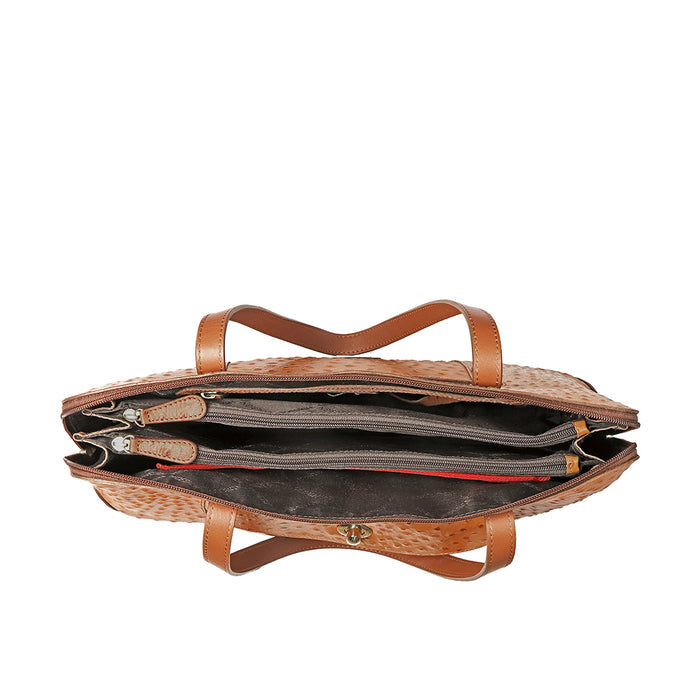 Croco 02 Tan Leather Tote Bag