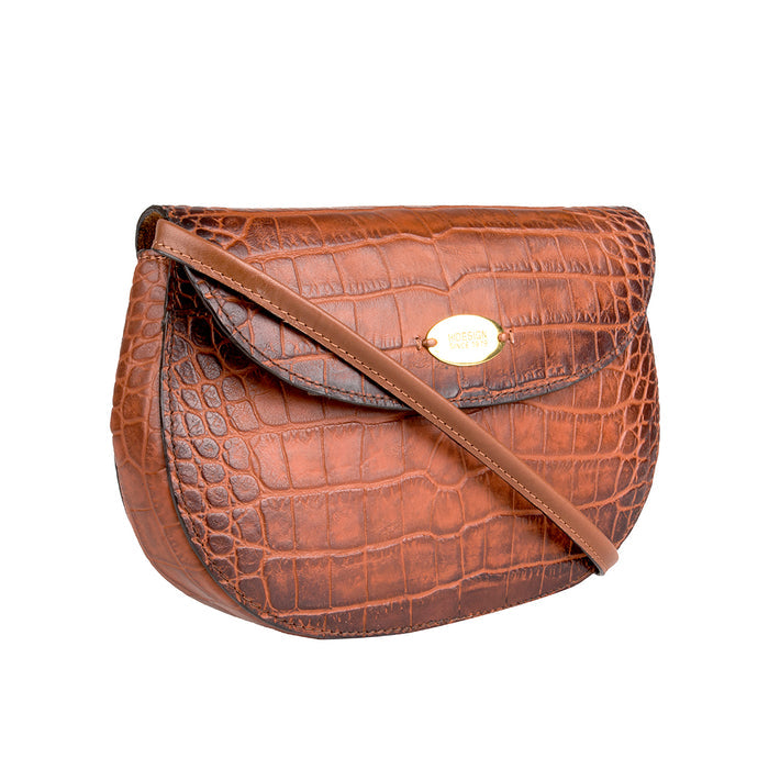 Croco W3 Tan Leather Sling Wallet