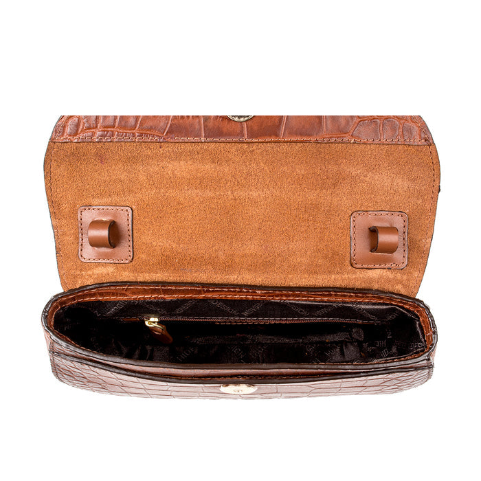 Croco W3 Tan Leather Sling Wallet