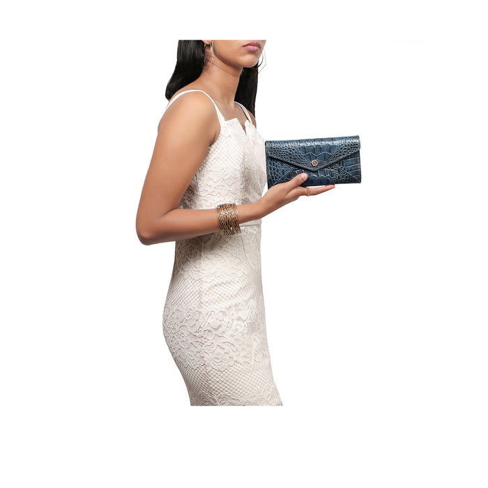 Cupertino W1 Blue Leather Clutch Wallet